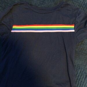 Rainbow pride short sleeve shirt w blue, Large